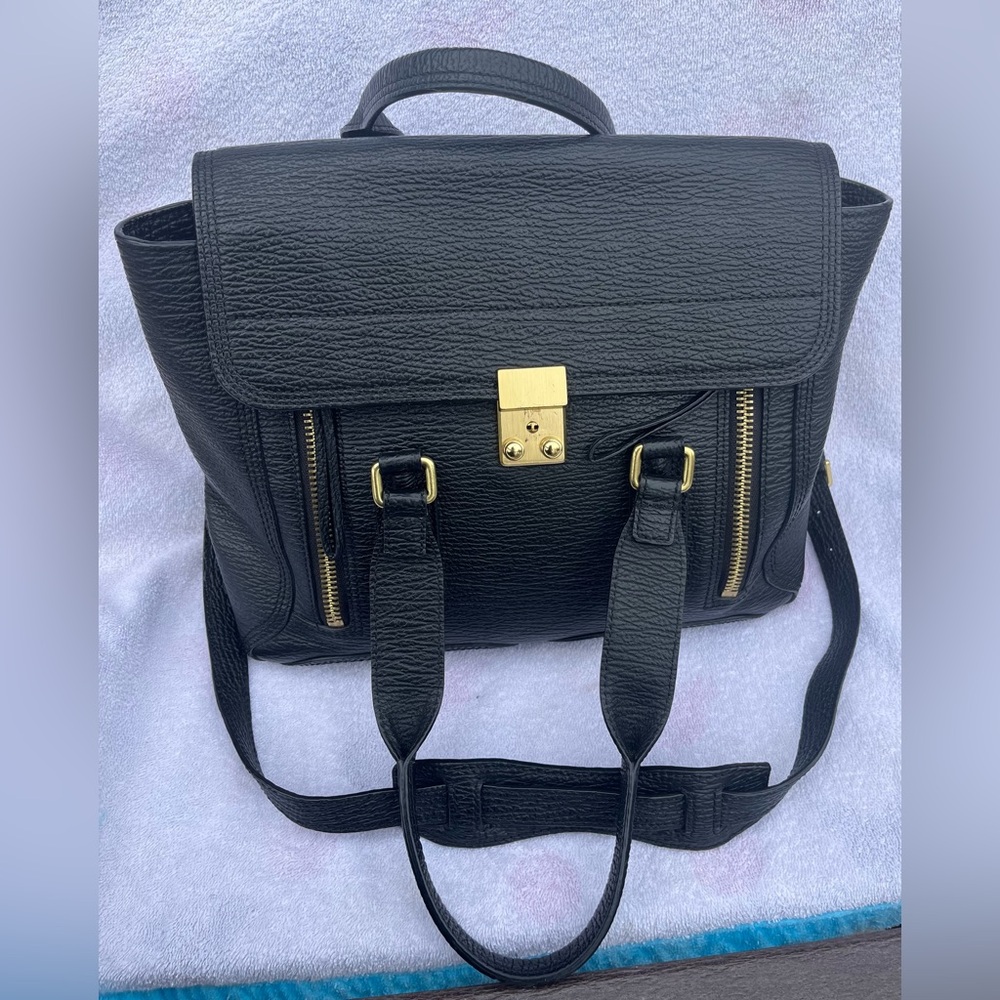 3.1 PHILLIP LIM 100% Full Grain Textured Leather Pashli Satchel Bag AS13-0179SKC